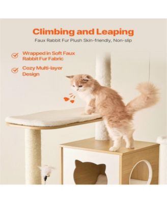 68.9"Tall Multi-Level Cat Tree with Cat Condo in Natural