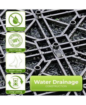 Interlocking 24"x24" Artificial Grass Tiles for Balcony, Patio, Deck Flooring, Pets & Dog Pad - Self-Draining