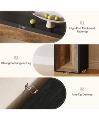 63" Console Table, Farmhouse Entryway Table with Dual-Tone Design, Rectangular Wood Sofa Table Behind The Couch, Narrow Entry Accent Table