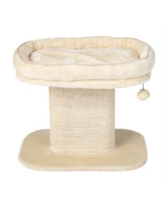 Cat Tree Tower with Large Plush Perch and Scratching Plate in Beige