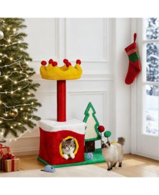 29.5" Tall Multi-level Cat Tower with Cat Condo in Red