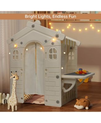 Foldable Kids Playhouse with Lights, Blocks & Open Design