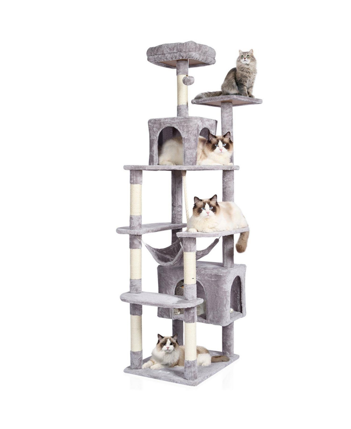 Aostirmotor 72" Cat Tower with 2 Cat Condos Scratching Post in Light Grey