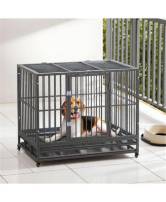 Dog Crate Metal Cage Kennel  in Grey