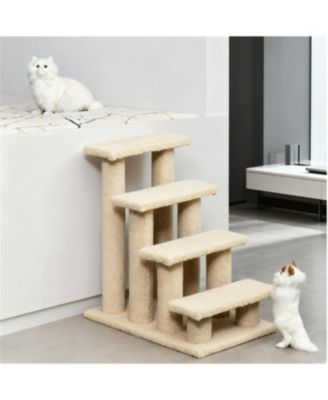  24'' Cat Tree with Cat Scratching Post  in Cream White