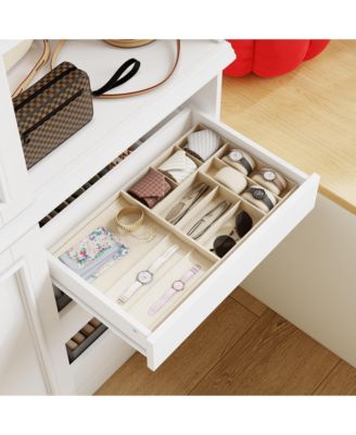 4-Door Wardrobe With Open Cubbies And Shoe Drawers, Armoire