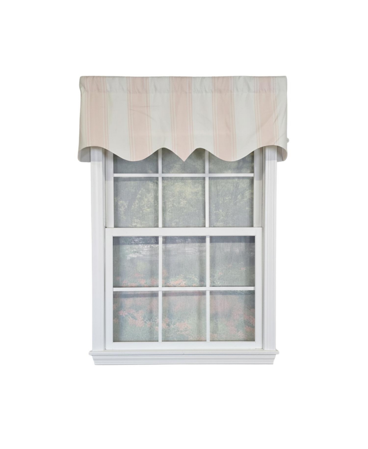 Rlf Home Faded Stripe Regal 100% Cotton Rod Pocket Lined Window Valance 50" x 17" Pink