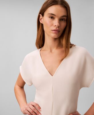 Women's V-Neck Short-Sleeve Midi Dress