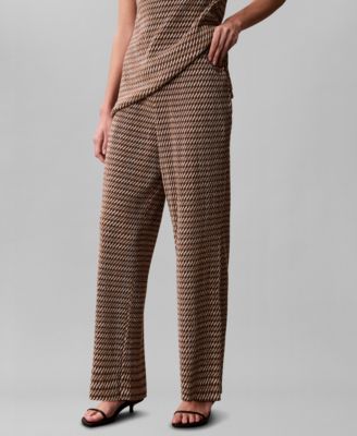 Women's Plisse Print Wide-Leg Pants