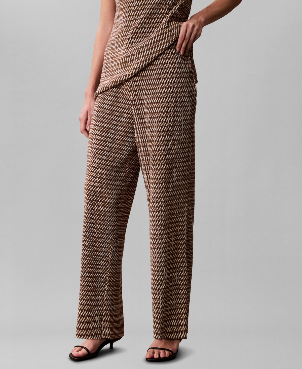 Calvin Klein Women's Plisse Print Wide-Leg Pants