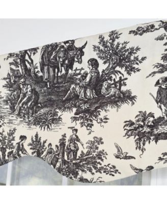 Baroque Provance 100% Cotton Rod Pocket Lined  Window Valance 50" x 15" Black
