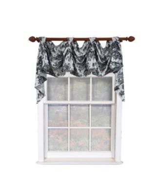 Baroque 3-S Victory 100% Cotton Tab Top Swag Window Curtain 54" x 25" Black