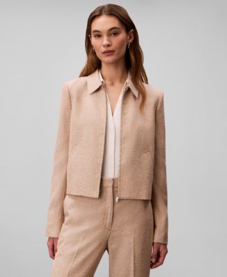 Women's Boucle Point Collar Shirt Jacket