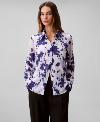 Women's Printed Relaxed Button-Down Shirt