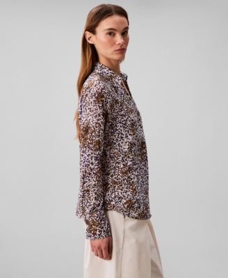 Women's Textured Print Slim Button-Down Shirt