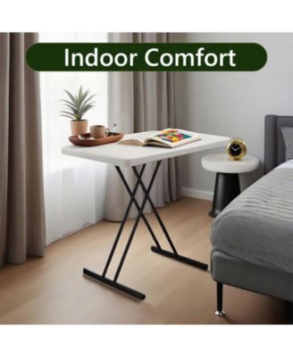 Folding Table 30 Inch Small Desk Adjustable Height TV Tray for Laptop Couch Camping