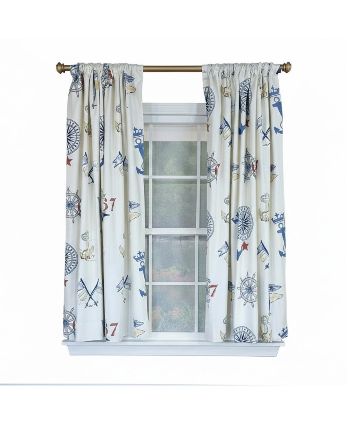 Rlf Home Ralph Lauren Navigator 100% Cotton Rod Pocket Window Curtain set of 2