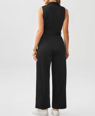 Women's Elegant Belted V-Neck Jumpsuit