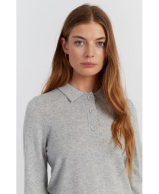 Women's Wool-Cashmere Knit Polo Sweater