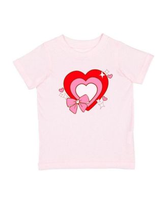 Little Girls Bow Love Valentine's Day Short Sleeve T-Shirt
