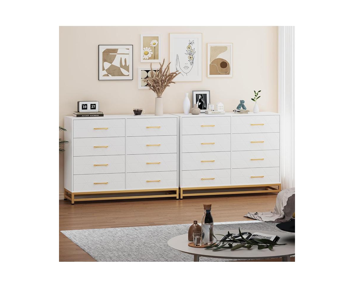 gaomon Dresser for Bedroom 8 Drawer Dresser & Chest of Drawers, Wooden Dresser Wide Dresser, Metal Handle