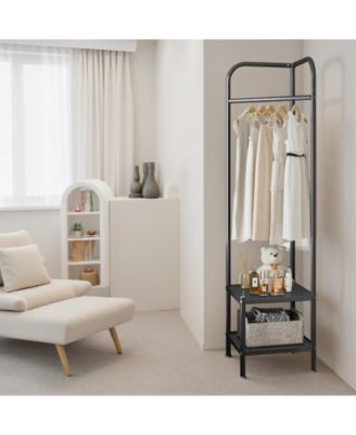 Entryway Corner Hall Tree Modern Entryway Coat Rack Metal Clothes Rack Freestanding Coat Organizer with Shelves Storage for Home Office Bedroom