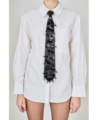 Women's Detachable Sequin Tie Shirt