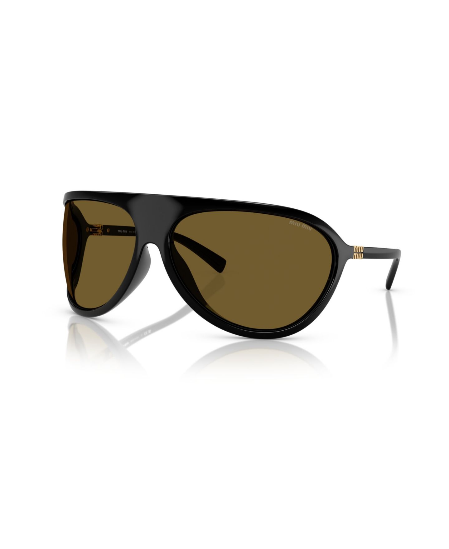 Женские солнцезащитные очки MIU MIU Geometric Sunglasses, MU A01S, цвет: Чёрный — фото 1