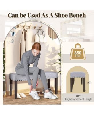 1 PCS 42.5" Upholstered Entryway Bench with Nailhead Trim Soft Padded Cushion Bedroom