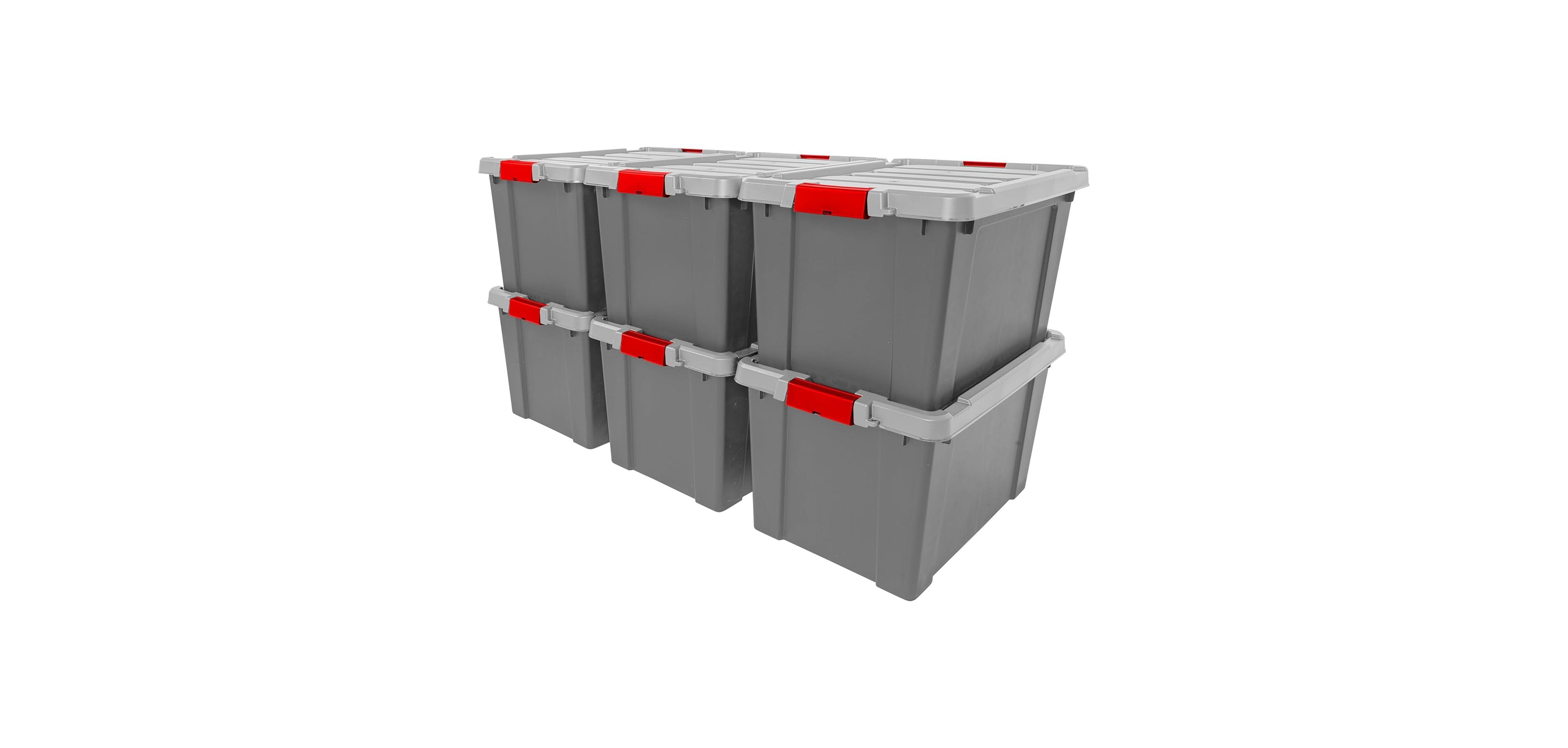 Iris 19 Gallon Lockable Storage Totes with Lids, 6 Pack