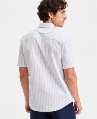 Men's Cotton Textured-Stripe Short-Sleeve Shirt