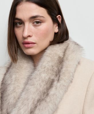 Women's Fur Collar Manteco Wool Coat