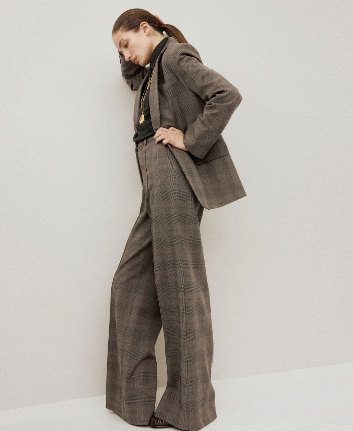 Женский пиджак MANGO Check Suit Blazer, цвет: Коричневый — фото 3