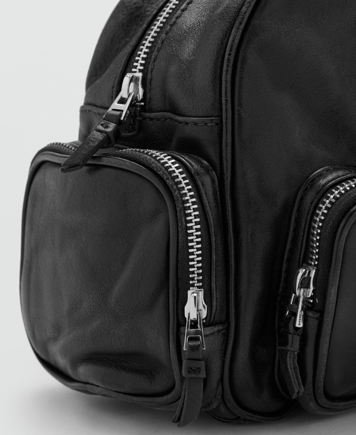 Mango Women's Pockets Leather Bowling Bag