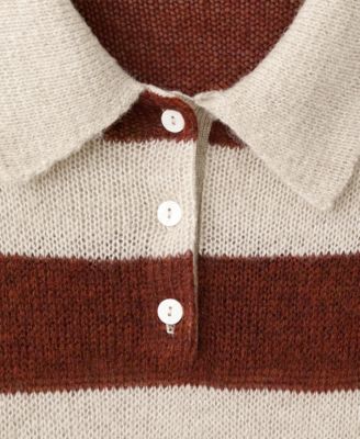Women's Striped Polo-Neck Sweater