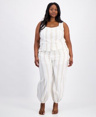 Trendy Plus Size Striped Square-Neck Vest