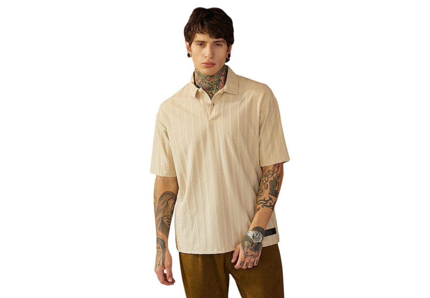 Мужская футболка Cahoot Campus Sutra Tactile Oversized Polo, цвет: Белый — фото 1