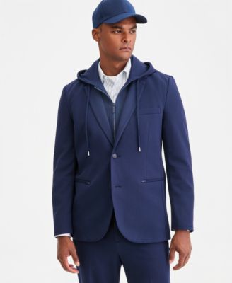 Men's Textured Knit Regular-Fit Hoodie Blazer