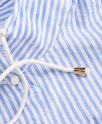 Women's Cropped Drawstring Button-Front Shirt