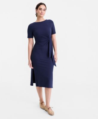 Women's Crewneck Wrap Tie Dress, Created for Macy's,