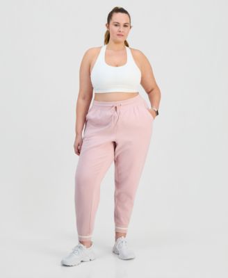 Plus Size Ribbed Fleece Ankle Jogger Pants