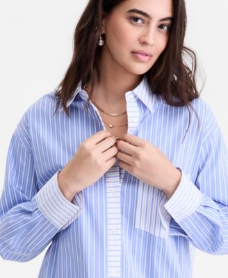 Women's Contrast Stripe Button-Down Shirt