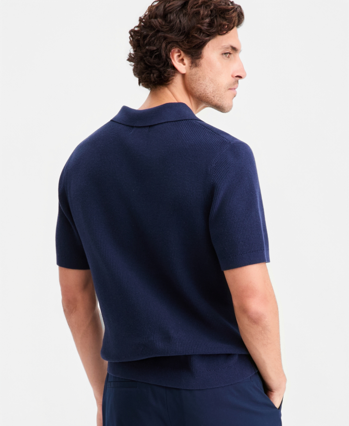 Alfani Men's Cotton Johnny Collar Short-Sleeve Sweater, Macy's Exclusive