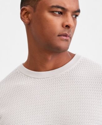 Men's Cotton Textured Crewneck Long-Sleeve Sweater