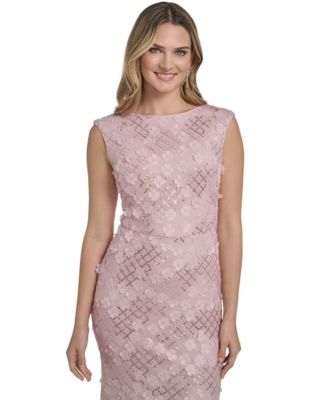 Petite Extended Shoulder Jewel Neck Gown