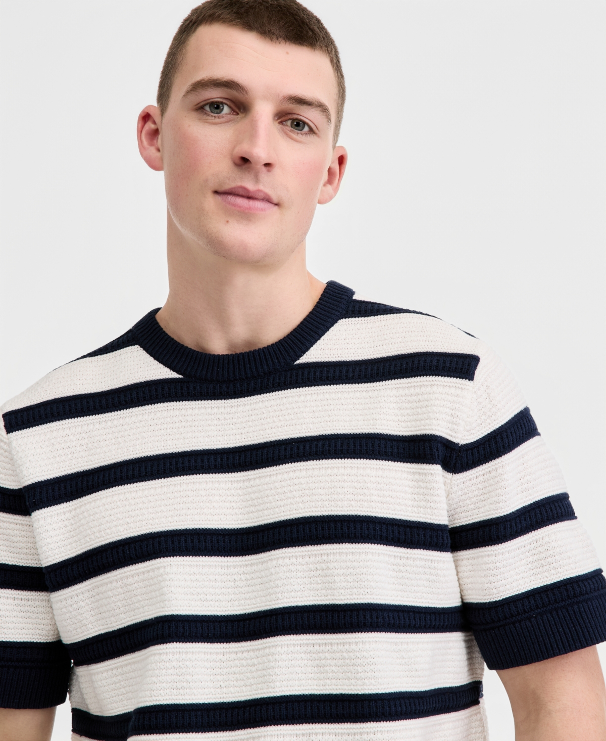 Sun + Stone Men's Birdseye Striped Short-Sleeve Sweater, Macy's Exclusive