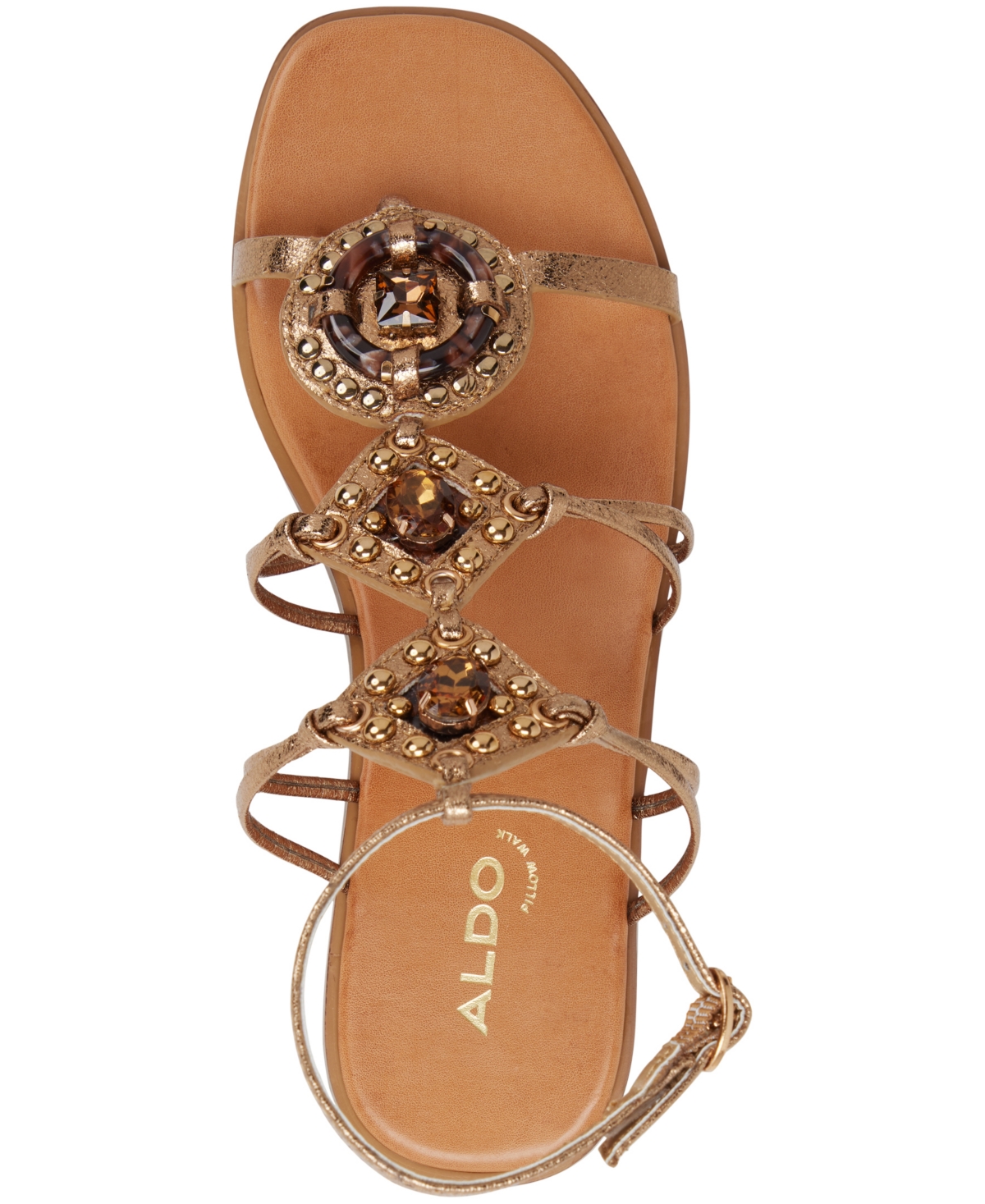 Aldo Women's Sandjewel Square Toe Gladiator Flat Sandals