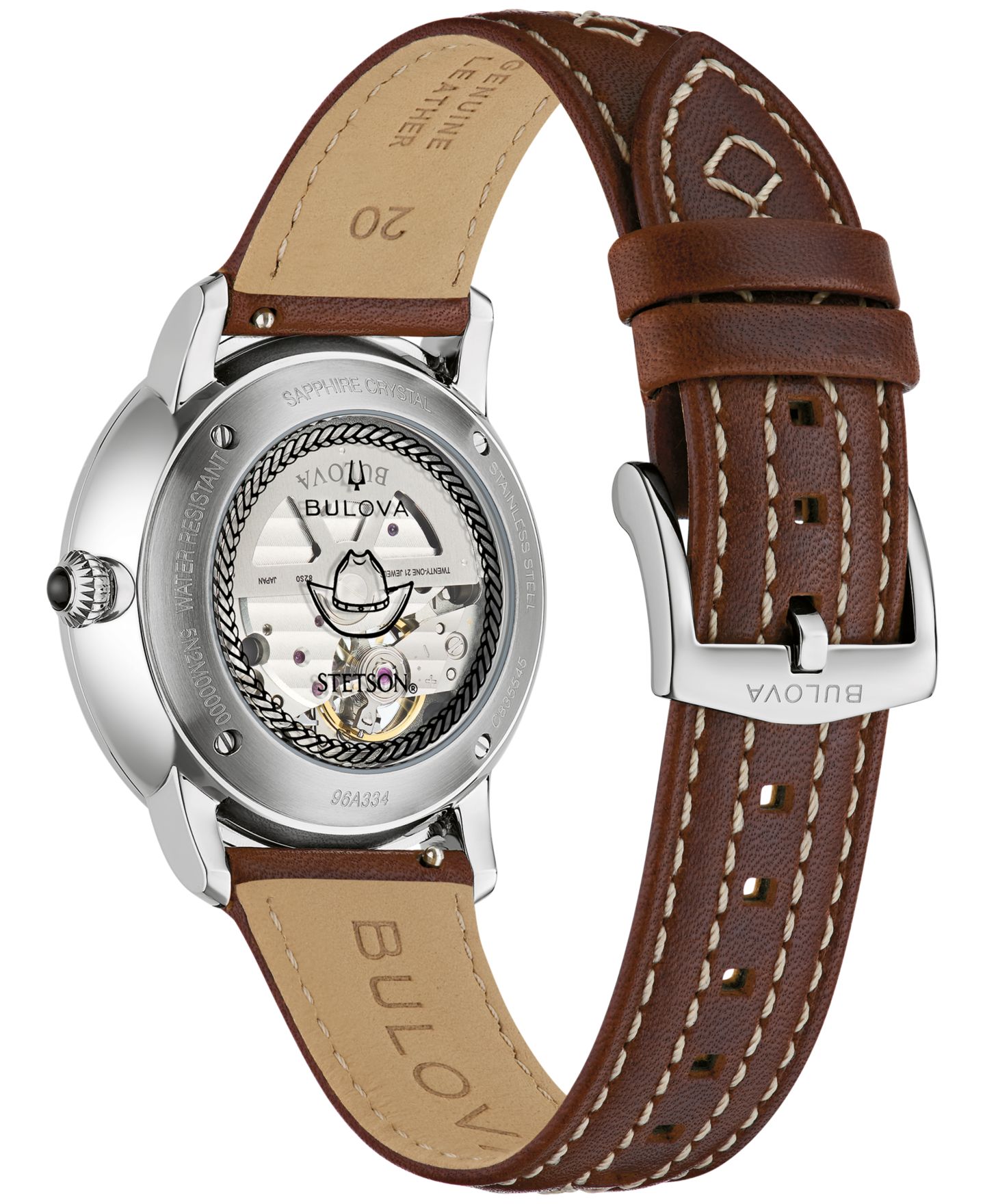 Мужские часы Bulova Hudson Stetson Brown Leather Strap Watch, 39mm — фото 3