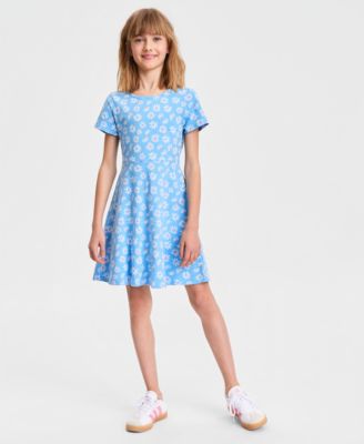 Girls' 5-20 Daisy-Print Knit Dress