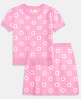 Girls' 5-20 Floral Crochet Top & Skirt, 2-Piece Set